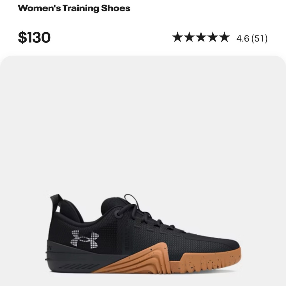 NWOB Under Armour Reign 6 Black and Tan Women's Training Shoes size 8